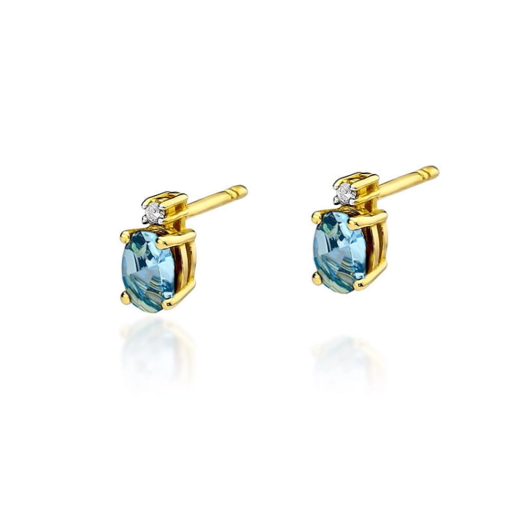 Kolczyki z żółtego złota 585 z topazem i diamentami 0,03ct The Diamonds