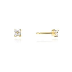 Kolczyki z żółtego złota 585 z diamentami 0,09ct The Diamonds