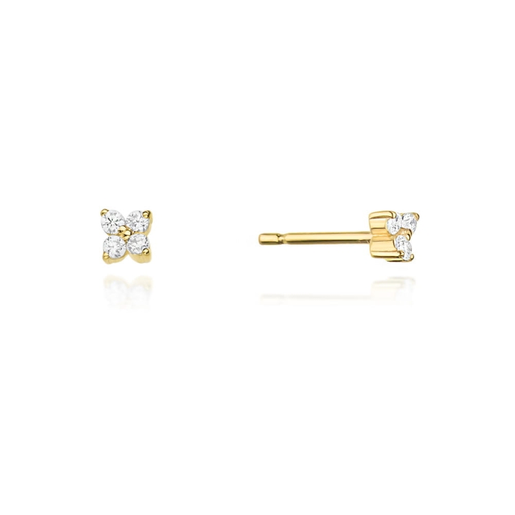 Kolczyki z żółtego złota 585 z diamentami 0,09ct The Diamonds