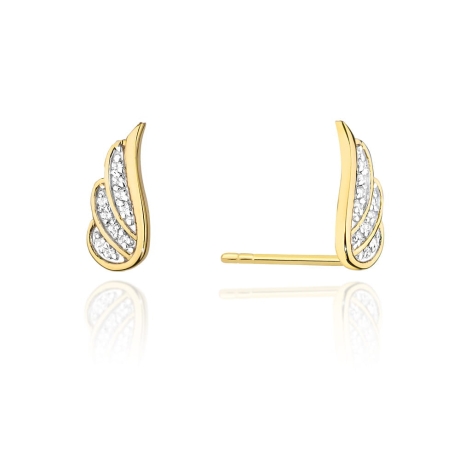 Przejdź do produktu Kolczyki z żółego złota 585 z diamentami 0,10ct skrzydła The Diamonds
