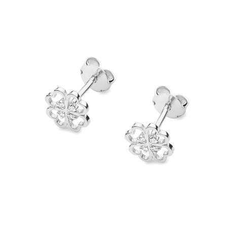 Przejdź do produktu Kolczyki z białego złota 585 z diamentami 0,04ct koniczyna The Diamonds