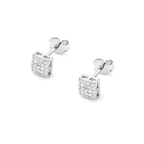 Przejdź do produktu Kolczyki z białego złota 585 z diamentami 0,16ct kwadrat The Diamonds