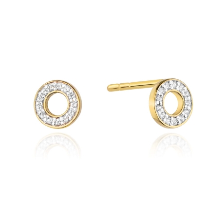 Przejdź do produktu Kolczyki z żółtego złota 585 z diamentami 0,13ct kółka The Diamonds