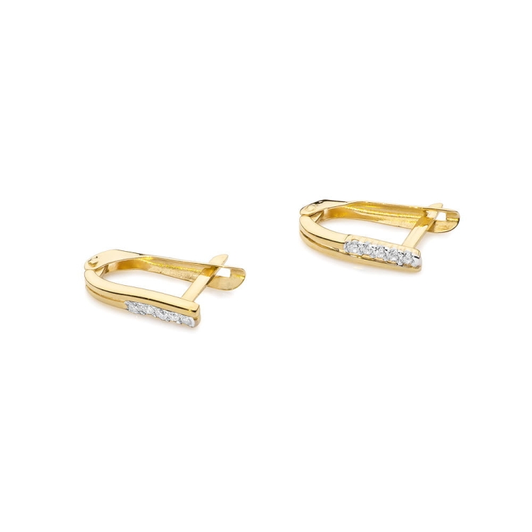Kolczyki z żółtego złota 585 z diamentami 0,15ct The Diamonds