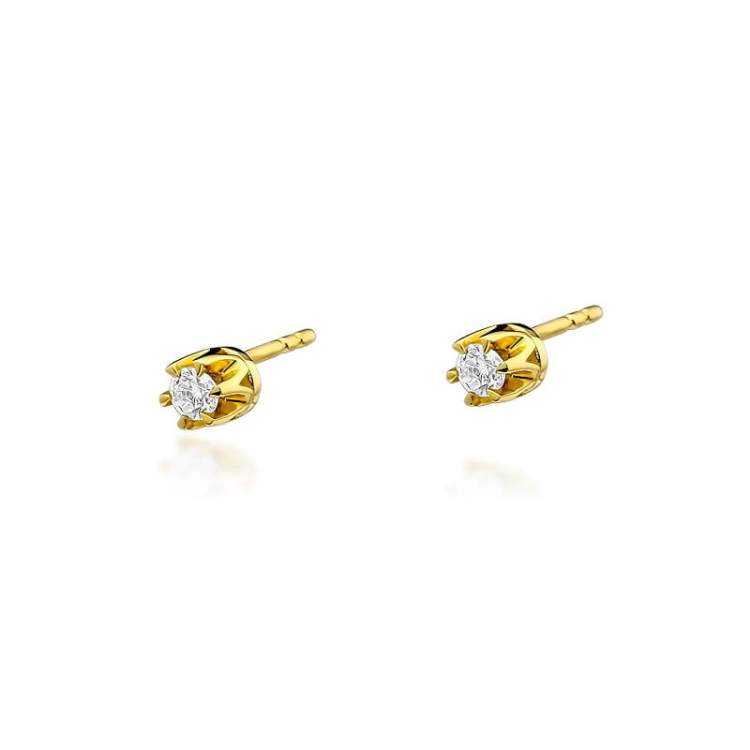 Kolczyki z żółtego złota 585 z diamentami 0,16ct The Diamonds