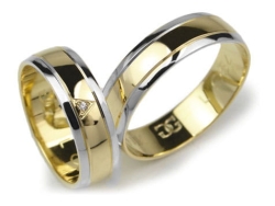 Obrączki ślubne z żółtego i rodowanego złota 333 półokrągłe z cyrkonią 6mm Lovely  L054-333