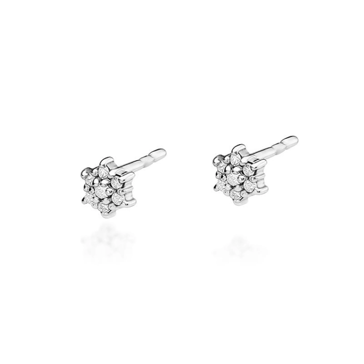 Kolczyki z białego złota 585 z diamentami 0,12ct The Diamonds