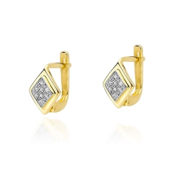 Kolczyki z żółtego złota 585 z diamentami 0,08ct The Diamonds