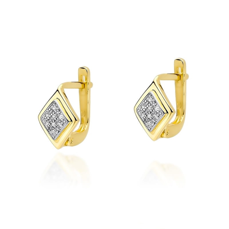 Kolczyki z żółtego złota 585 z diamentami 0,08ct The Diamonds