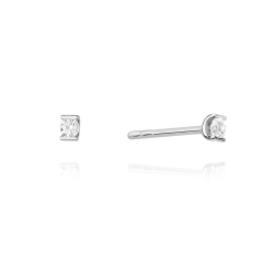 Kolczyki z białego złota 585 z diamentami 0,08ct The Diamonds