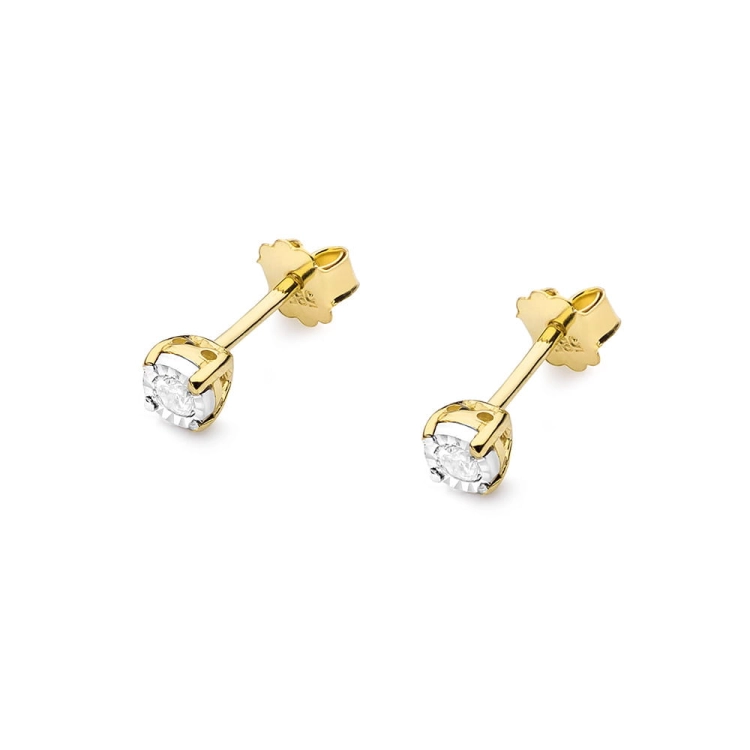 Kolczyki z żółtego złota 585 z diamentami 0,16ct The Diamonds