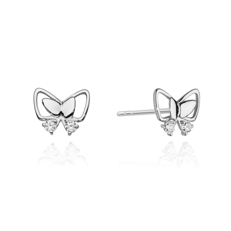Przejdź do produktu Kolczyki z białego złota 585 z diamentami 0,08ct motyl The Diamonds