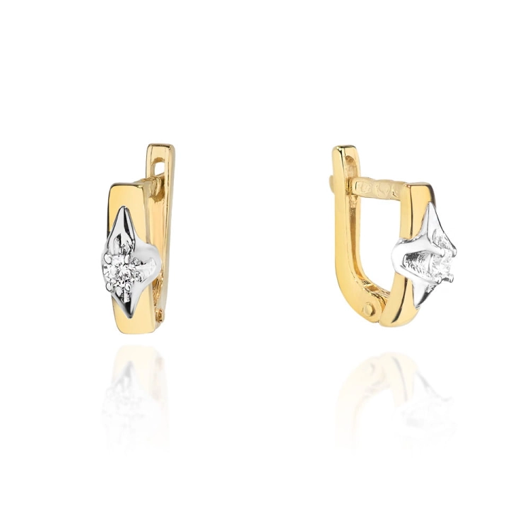 Kolczyki z żółtego złota 585 z diamentami 0,08ct The Diamonds