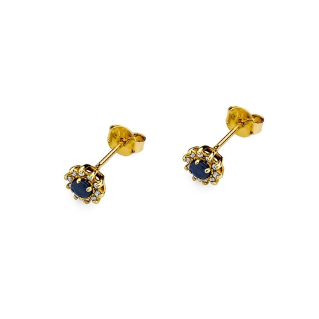 Przejdź do produktu Kolczyki z żółtego złota 585 z szafirem i diamentami 0,18ct The Diamonds