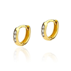 Kolczyki z żółtego złota 585 z diamentami 0,08ct kółka The Diamonds