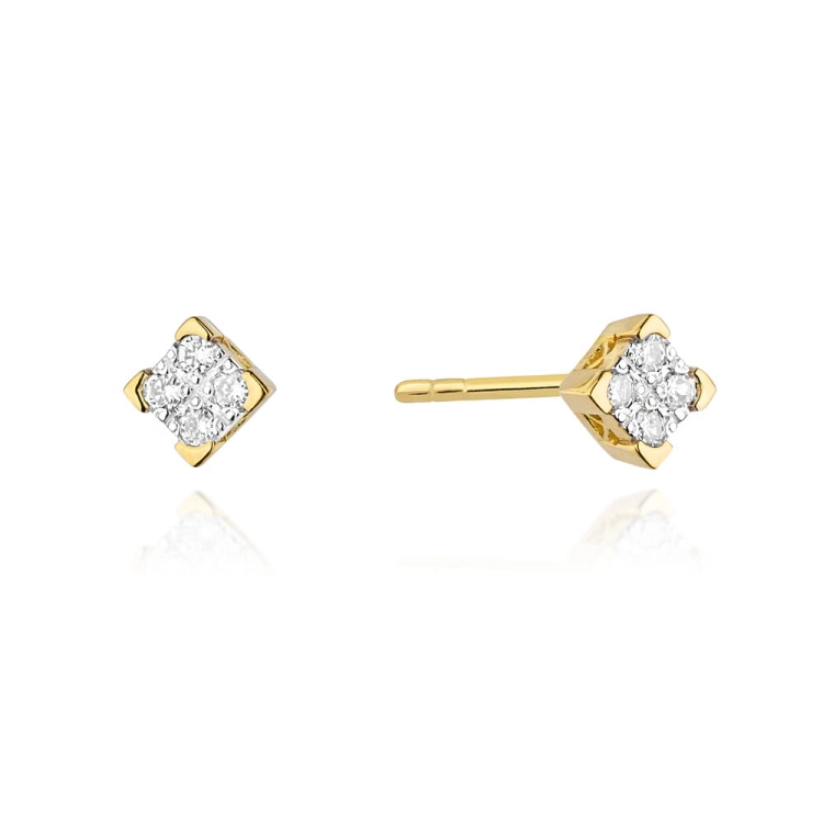 Kolczyki z żółtego złota 585 z diamentami 0,16ct The Diamonds