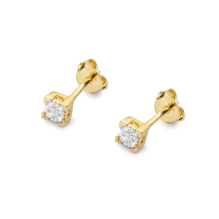 Kolczyki z żółtego złota 585 z diamentami 0,16ct The Diamonds
