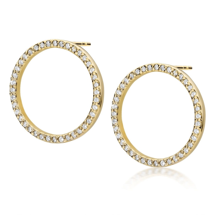 Kolczyki z żółtego złota 585 z diamentami 0,40ct kółka The Diamonds