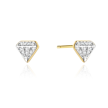 Przejdź do produktu Kolczyki z żółtego złota 585 z diamentami 0,10ct diament The Diamonds