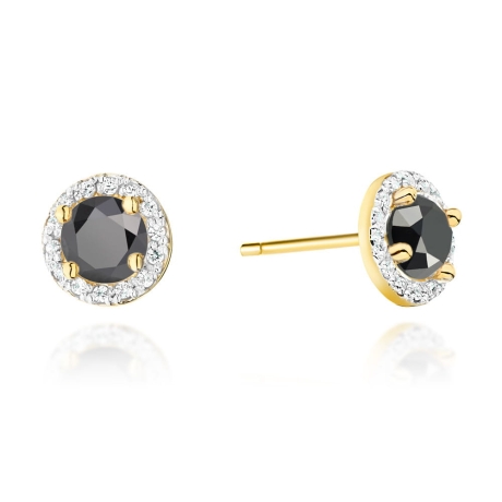 Przejdź do produktu Kolczyki z żółtego złota 585 z czarnymi i białymi diamentami 0,24ct The Diamonds
