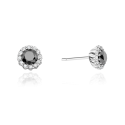 Kolczyki z białego złota 585 z czarnymi i białymi diamentami 0,20ct The Diamonds