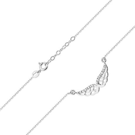 Przejdź do produktu Naszyjnik z białego złota z diamentami 0,03ct skrzydła The Diamonds