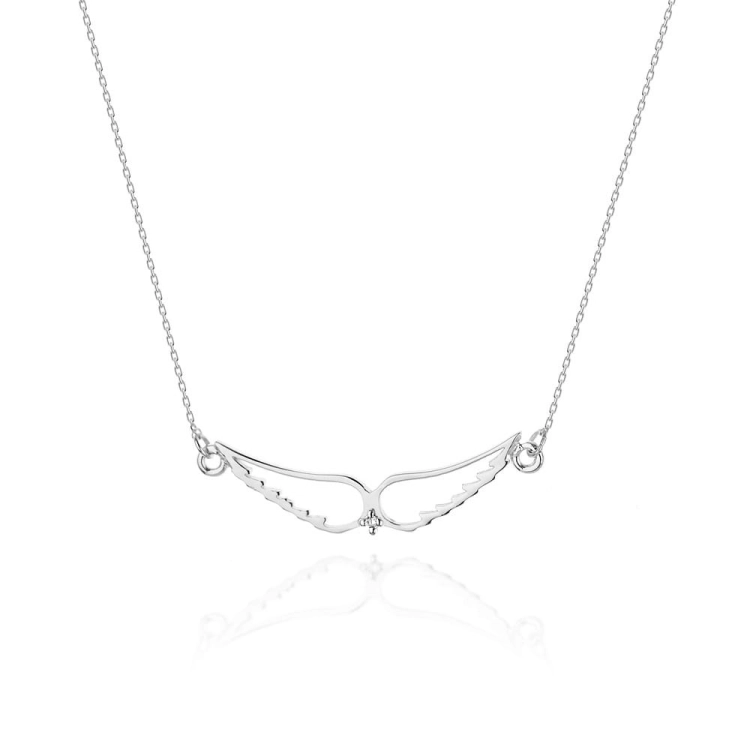 Naszyjnik z białego złota z diamentem 0,005ct skrzydła The Diamonds