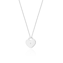 Naszyjnik z białego złota z diamentem 0,005ct serce The Diamonds