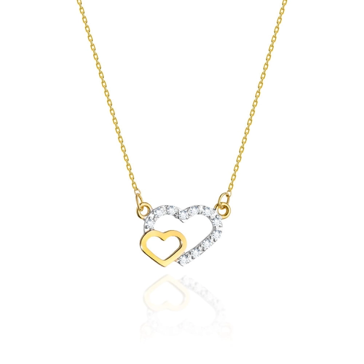Naszyjnik z żółtego złota z diamentami 0,06ct serca The Diamonds