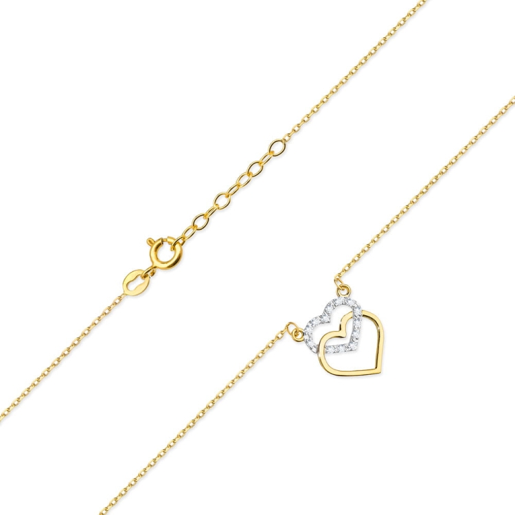 Naszyjnik z żółtego złota z diamentami 0,05ct serca The Diamonds