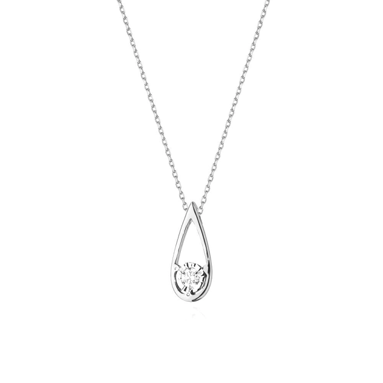 Naszyjnik z białego złota z diamentem 0,08ct The Diamonds