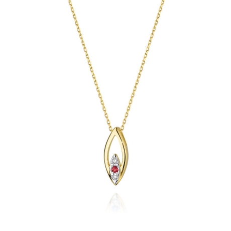 Przejdź do produktu Naszyjnik z żółtego złota z rubinem i diamentami 0,03ct The Diamonds