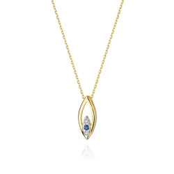 Naszyjnik z żółtego złota z szafirem i diamentami 0,03ct The Diamonds