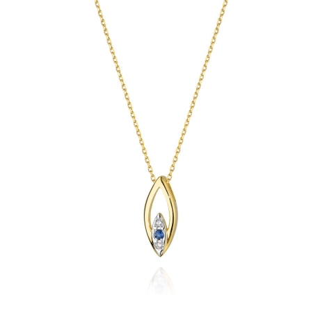 Przejdź do produktu Naszyjnik z żółtego złota z szafirem i diamentami 0,03ct The Diamonds