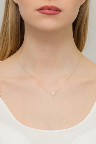 Przejdź do produktu Naszyjnik z żółtego złota z diamentem 0,0145ct aniołek The Diamonds