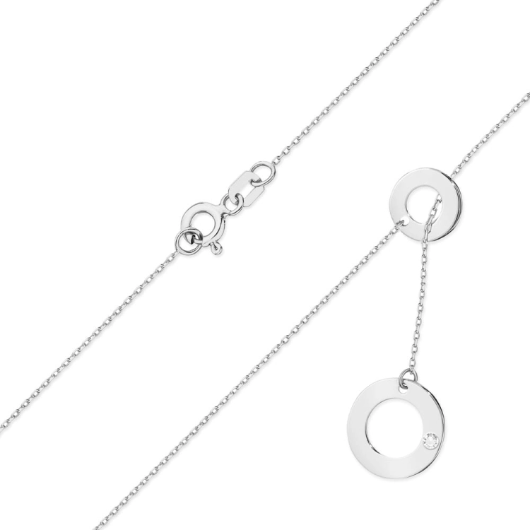 Naszyjnik krawatka z białego złota z diamentem 0,0145ct The Diamonds