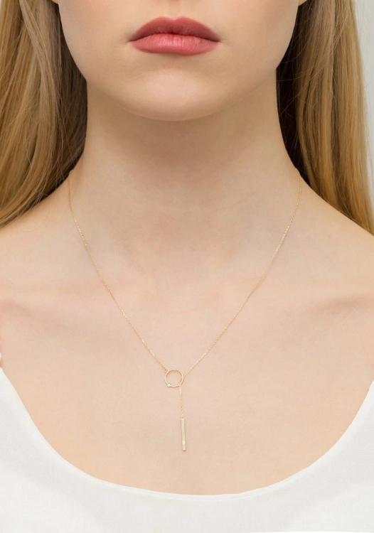 Naszyjnik krawatka z żółtego złota z diamentami 0,029ct The Diamonds