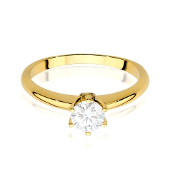 Pierścionek zaręczynowy z żółtego złota z białym szafirem i diamentami 0,04ct Fire Of Love