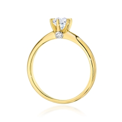 Pierścionek zaręczynowy z żółtego złota z białym szafirem i diamentami 0,04ct Fire Of Love