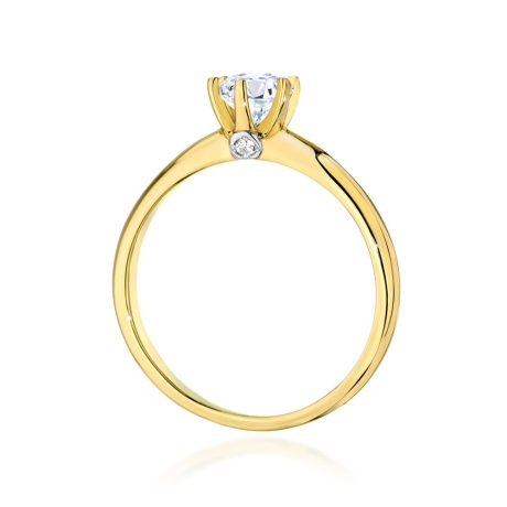 Przejdź do produktu Pierścionek zaręczynowy z żółtego złota z białym szafirem i diamentami 0,04ct Fire Of Love 