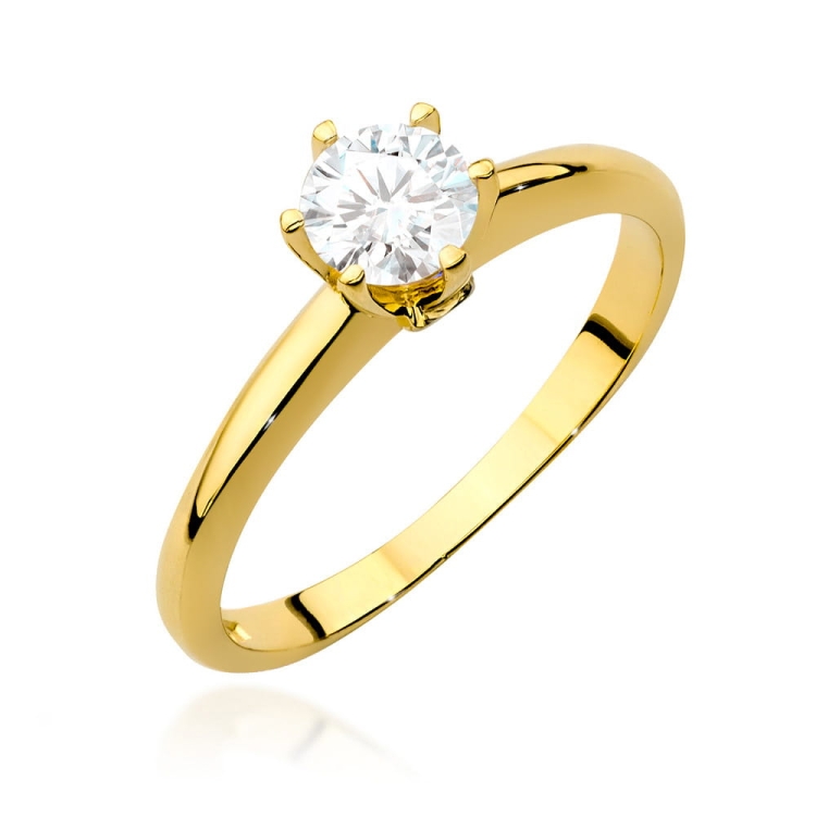 Pierścionek zaręczynowy z żółtego złota z białym szafirem i diamentami 0,04ct Fire Of Love