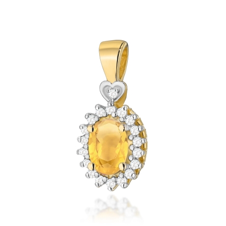 Przejdź do produktu Zawieszka z żółtego złota 585 z cytrynem i diamentami 0,095ct The Diamonds 