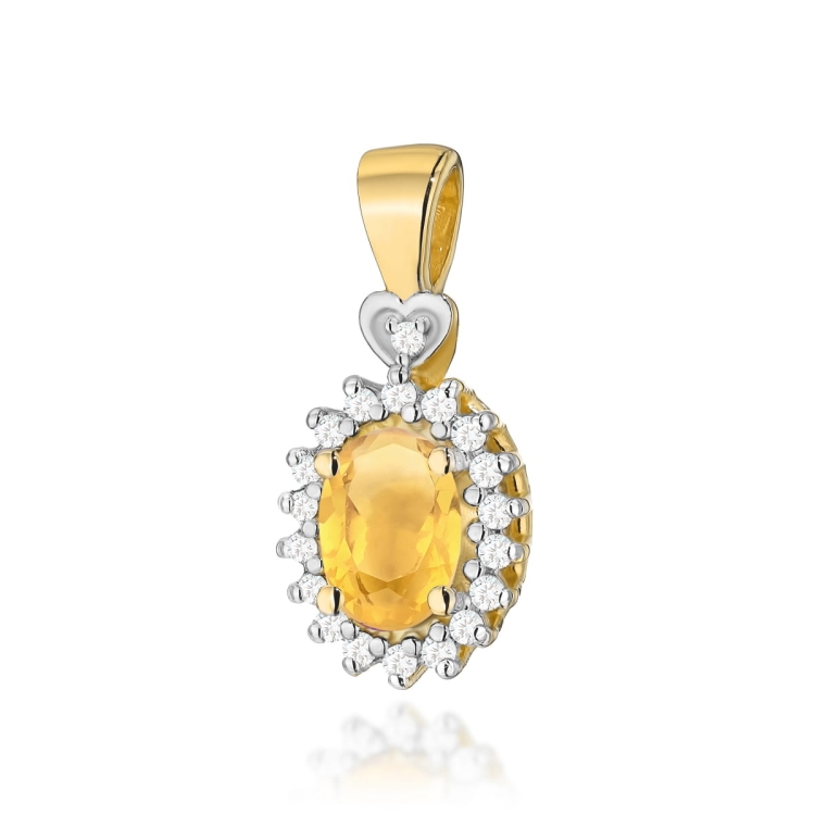 Zawieszka z żółtego złota 585 z cytrynem i diamentami 0,095ct The Diamonds