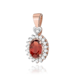 Zawieszka z różowego złota 585 z granatem i diamentami 0,095ct The Diamonds