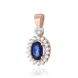 Zawieszka z różowego złota 585 z szafirem i diamentami 0,095ct The Diamonds