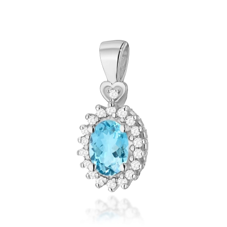 Przejdź do produktu Zawieszka z białego złota 585 z topazem i diamentami 0,095ct The Diamonds