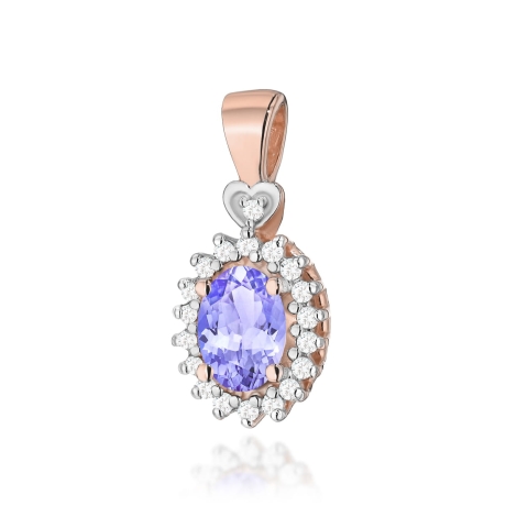 Przejdź do produktu Zawieszka z różowego złota 585 z tanzanitem i diamentami 0,095ct The Diamonds