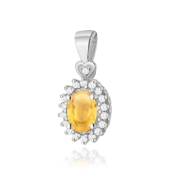 Zawieszka z białego złota 585 z cytrynem i diamentami 0,095ct The Diamonds