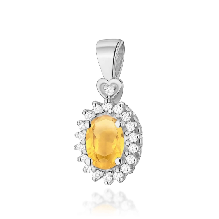 Zawieszka z białego złota 585 z cytrynem i diamentami 0,095ct The Diamonds