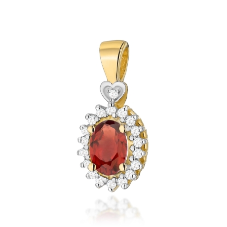 Przejdź do produktu Zawieszka z żółtego złota 585 z granatem i diamentami 0,095ct The Diamonds